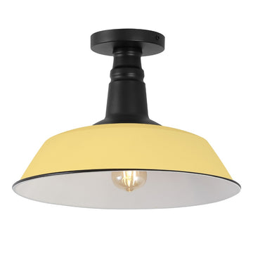 Camila 14" Classic Industrial Indoor/Outdoor Iron LED Semi Flush Mount